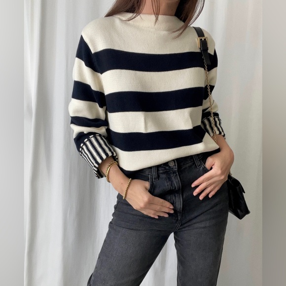 SADE STRIPED SWEATER 🆕 — In Cream/navy - Picture 4 of 8
